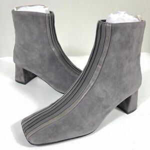 JEFFREY CAMPBELL Peace Out Suede Boot Womens 6.5 Gray Square Toe Leather NWOB